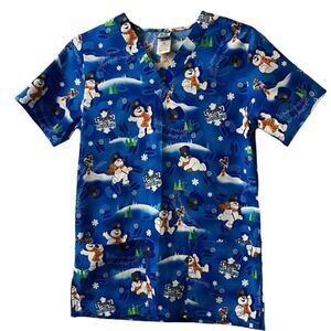 Frosty The Snowman Women's Scrub Top NWOT Size XS